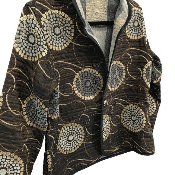 Trimdin Womens Reversable Tapestry Print Long Sleeve Jacket Size M/L - Picture 7 of 10